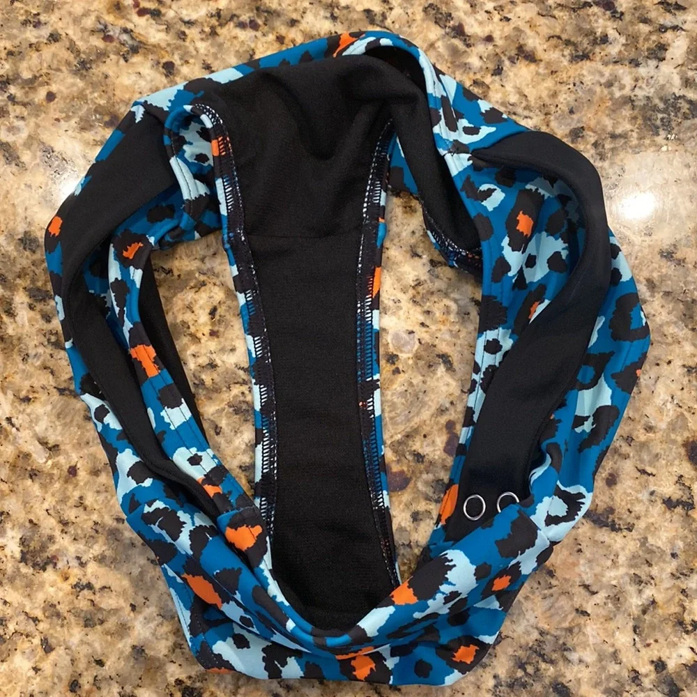 Top Shop Animal Print Cheetah Bikini Bottoms Size 2 Small XS Black Blue Orange